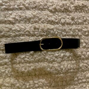 & Other Stories Black Leather Waist Belt Gold Buckle Size S